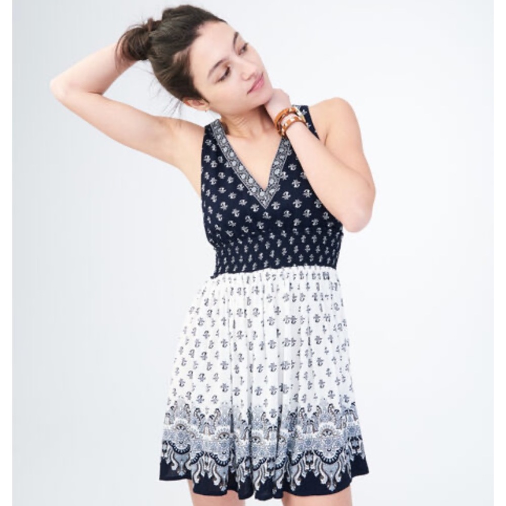 Aeropostale Floral V-Neck Fit & Flare Dress